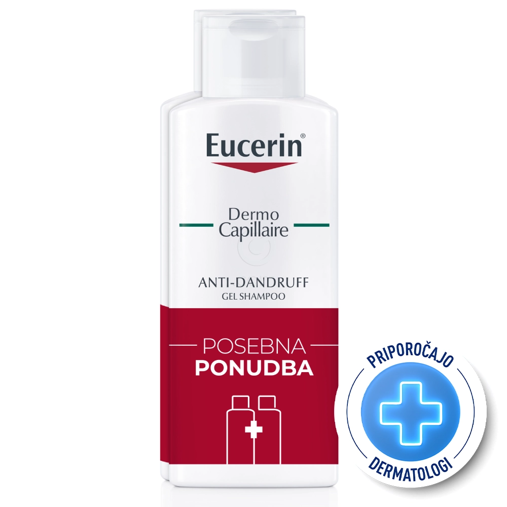 Eucerin DermoCapillaire, šampon proti suhemu prhljaju (2 x 250 ml)
